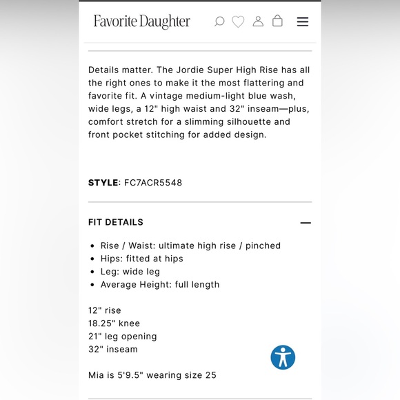 Favorite Daughter The Jordie Super High Rise Wide Leg. Color: Crosby, sz 29 NWT - Picture 7 of 13